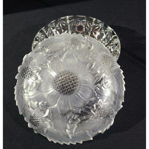Imperial glass Vintage Frosted Sunflower Cut Mother's Day Gift Crystal Frosted S